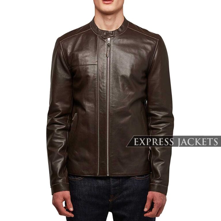 Buy Slim Fit Brown Jacket Mens | Dark Brown Leather Jacket