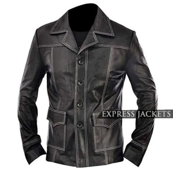 Fight Club Brad Pitt (Tyler Durden) Black Cowhide Coat