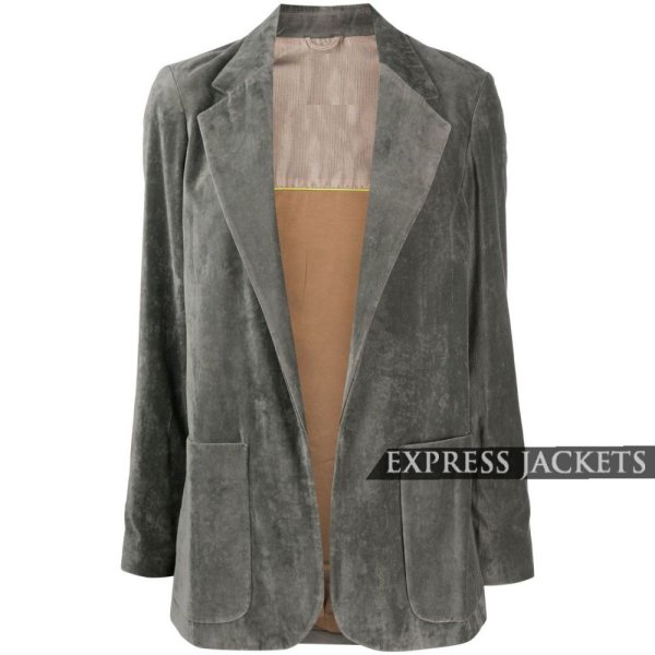 Women's Cotton Grey Single-Breasted Blazer