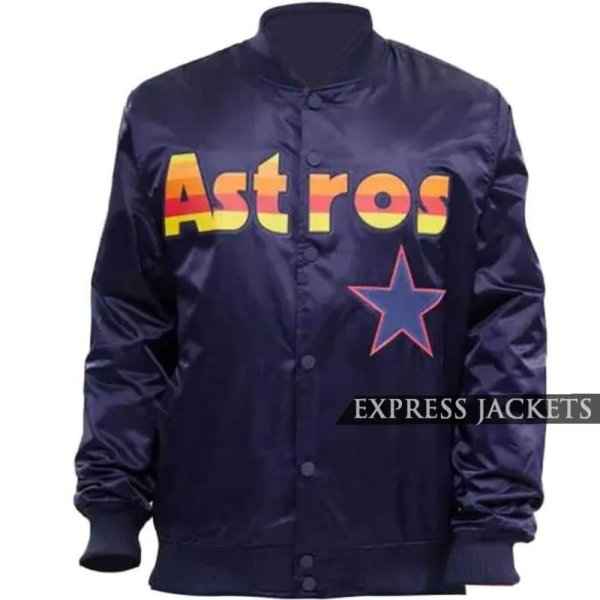 Houston Astros Button-Up Blue Satin Jacket
