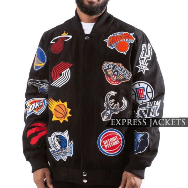 Men's NBA Collage Black Patches Varsity Jacket