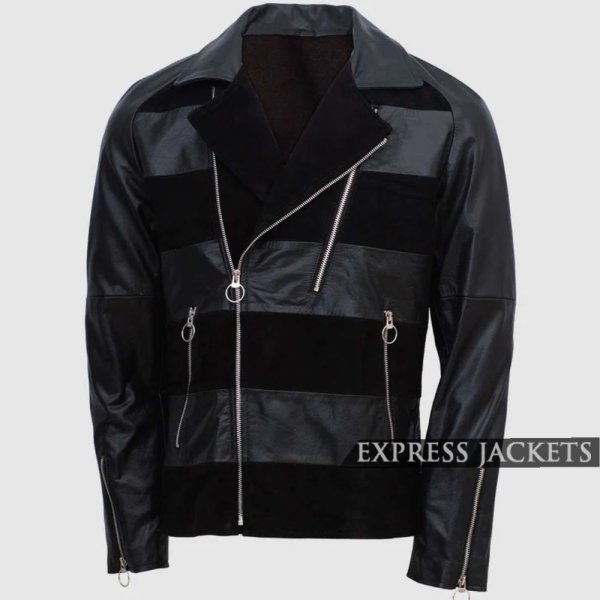 Men's Classic Suede Stripes Pattern Jacket