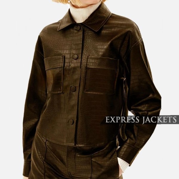 Women's Quilted Dark Brown Leather Jacket