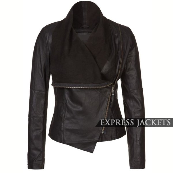 Women's Cowhide Black Biker Jacket